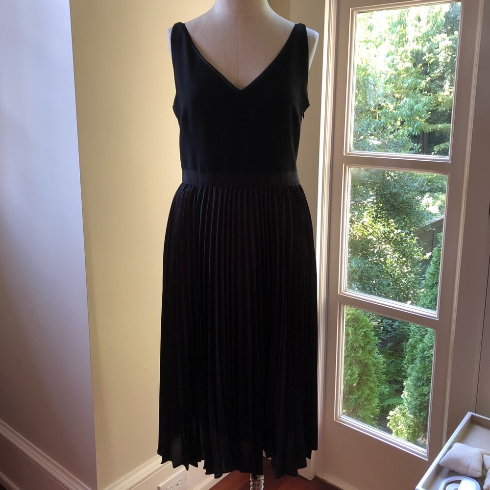 Banana Republic Black Fit &Flare Pleated Dress NWT